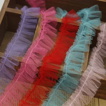 

30yards 8color 2.8cm wide non stretch Pleated Edge chiffon Ruffle lace accessories gril and doll dress clothing accessories