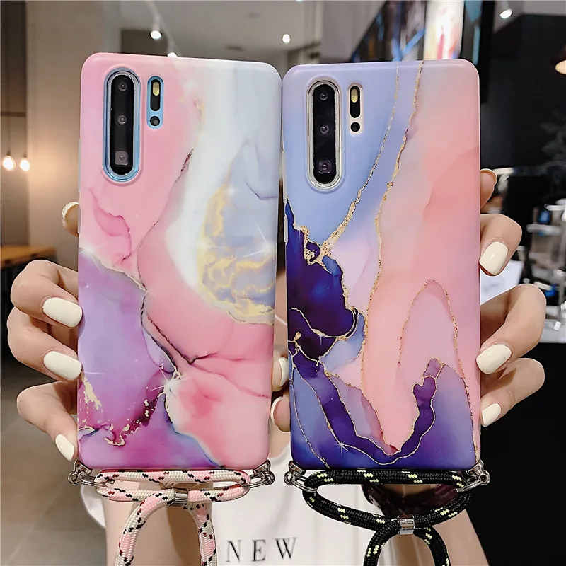 Чехол с мраморным шнуром для Samsung S20 S20Plus S20Ultra S10 S10Plus Note10 8 мягкий IMD чехол ремешком