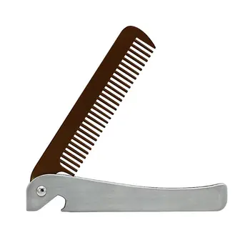 

Folding Stainless Steel Comb Round Smooth Fine Teeth Anti Rust Comb Bottle Opener Beard Hair Grooming Tool Pocket Size for Men