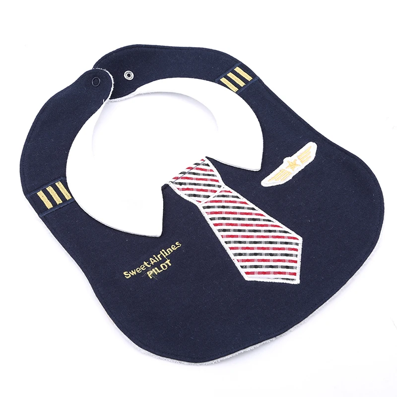 Fashion Baby Bibs Aircraft Engineer Baby Saliva Towel Newborn Boys Girls Dinner Feeding Snap Button Bib Soft
