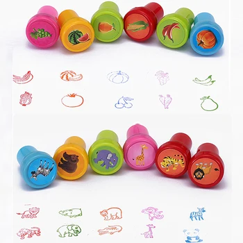 

10pcs/set Cartoon Fruits Dinosaur Sea Wild Animal Stamps Kids Self Inking Stamps Toys Award Prize Kindergarten Gift