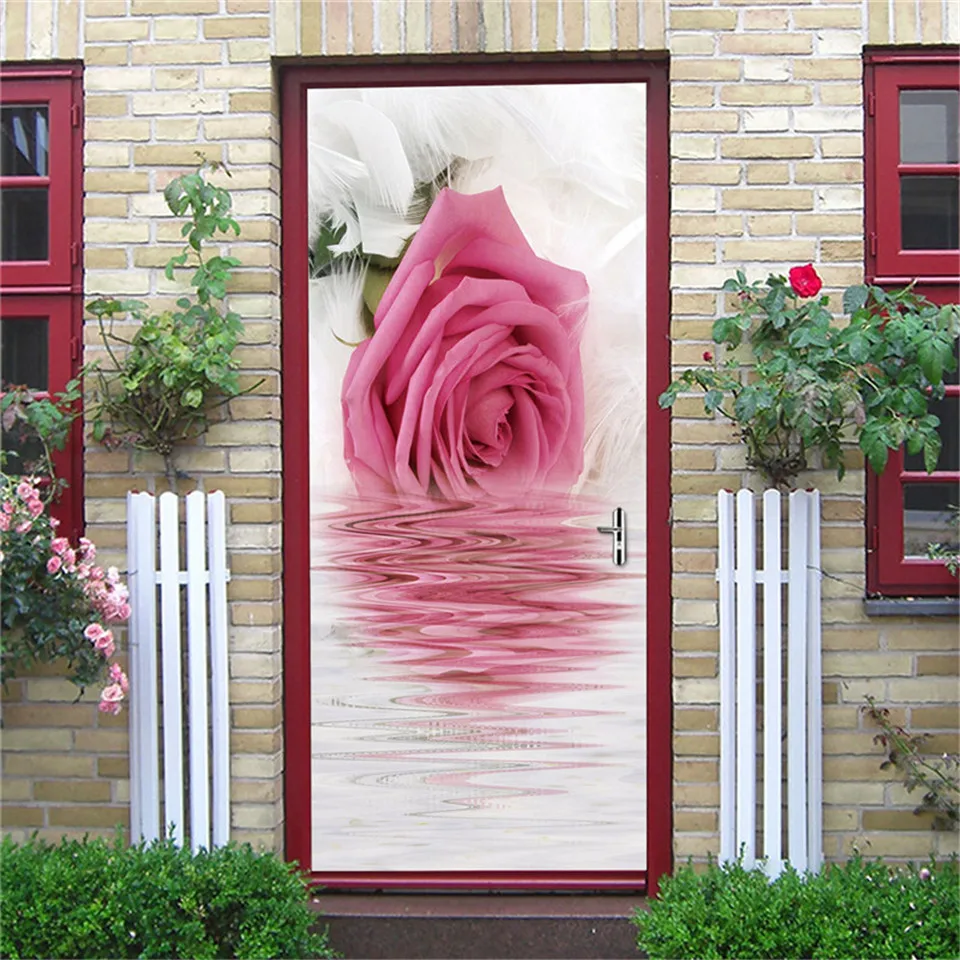 Fashion Door Sticker PVC Self-adhesive Waterproof Wallpaper Home Decor Living Room Wall Art Mural Decals Poster stickers porte