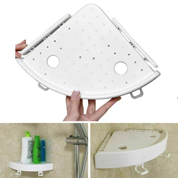 

White Portable Corner Storage Rack Holder Shelves Bathroom Organizer Triangular Shower Shelf Bathroom Storage Racks