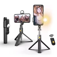 Bastone per Selfie Wireless Bluetooth 6 In 1 con luce di riempimento 360 ° ruota supporto per treppiede per telefono allungabile Faltbare con telecomando Wireless