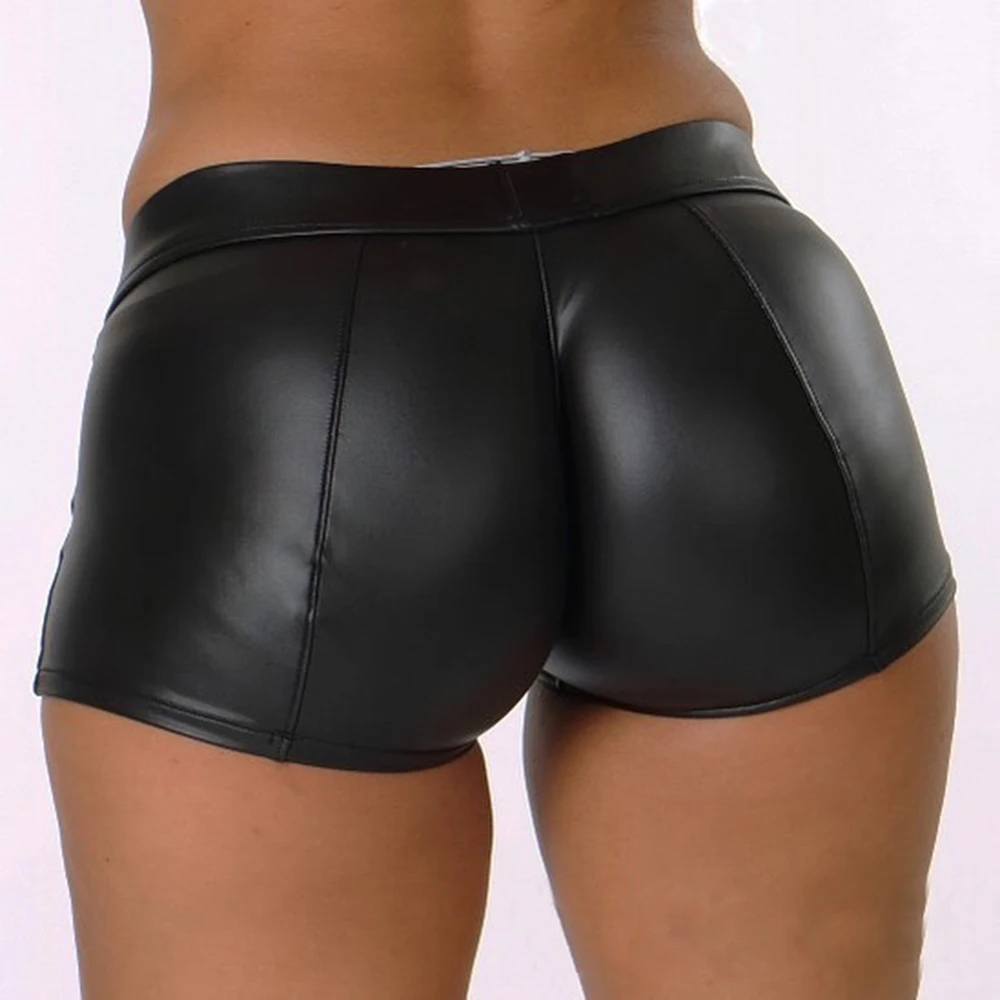 

Sfit Womens Shorts Shiny Elastic Waist Pu Leather Short Slim Hot Dance Clubwear Mini Shorts 2020