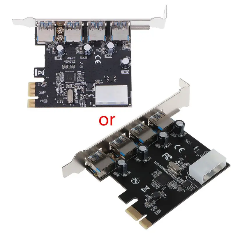 4 Port PCI-E to USB 3.0 HUB PCI Express Expansion Card Adapter 5 Gbps Speed For Desktop Computer Components Brand New