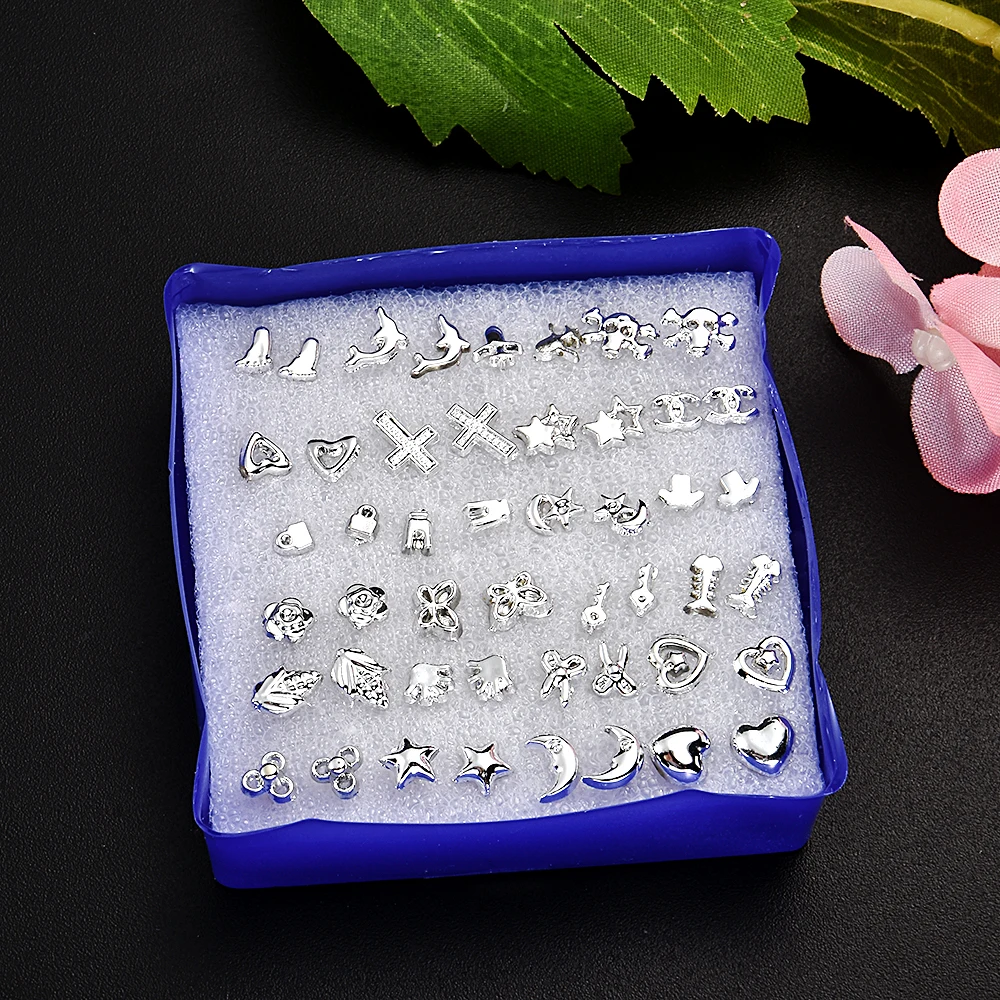 2020 New Fashion 24 Pair/ Set Wholesale Unisex Mix Styles Stud Earrings Women Men Plastic Plated Stud Earrings Jewelry - Image 2