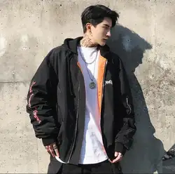 2019 весенние и осенние новые куртки Молодежная Свободная куртка с вышитыми буквами пальто Корейская мода хип хоп мужская верхняя одежда с