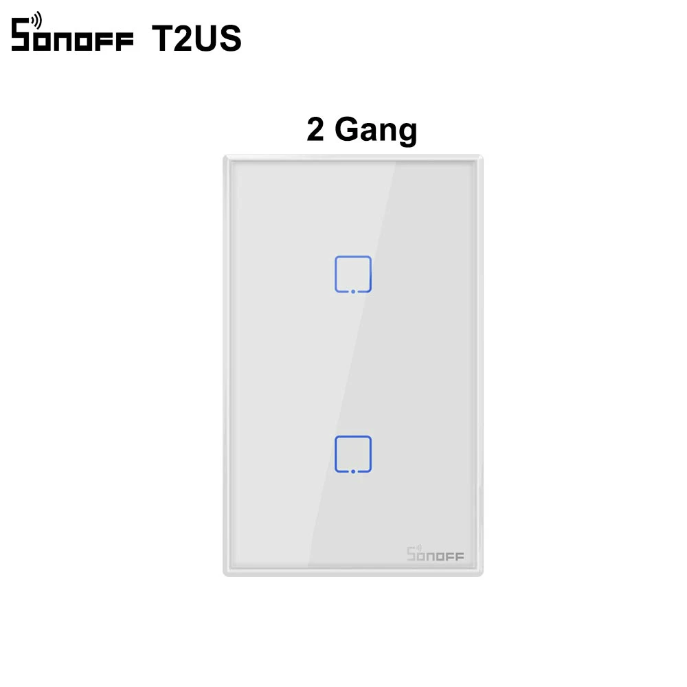 Интеллектуальный выключатель света SONOFF T1 T2 T3 TX US/EU/UK 433 RF Управление 1/2/3 основные умный дом, Wi-Fi, сенсорный настенный выключатель потолочная лампа с ИК датчиком-выключателем с Alexa Google Home - Цвет: Sonoff T2 US 2 Gang