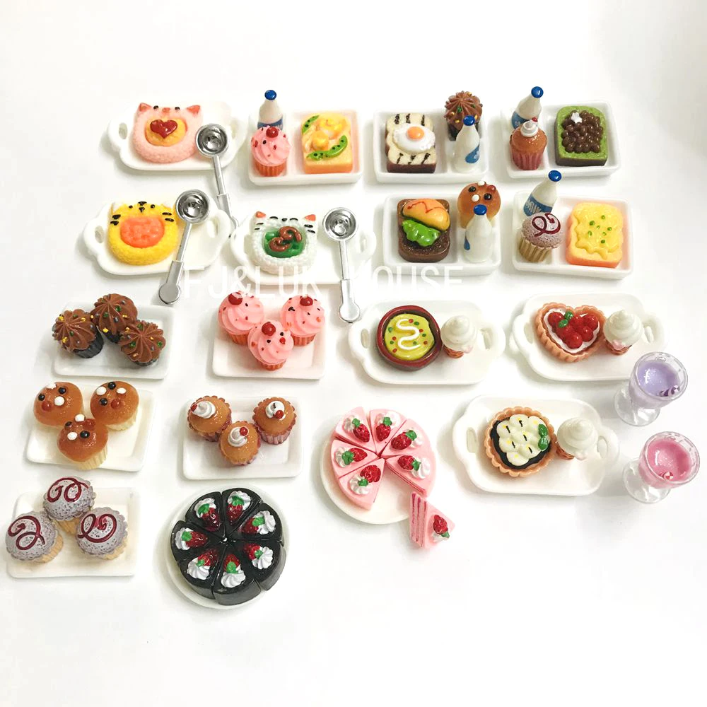 1/6 Maßstab Mini-Spielzeug-Lebensmittel Miniatur-Puppenhaus Brot Cupcake Toast Bäckerei-Shop für Blyth Puppenhaus-Küche