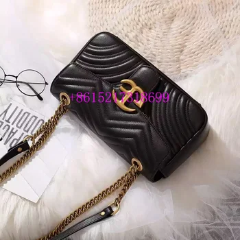 

GG sac main femme marque luxe cuir veritable 2020 de marque sac women hardware chain shoulder bag Brand designer design fashion