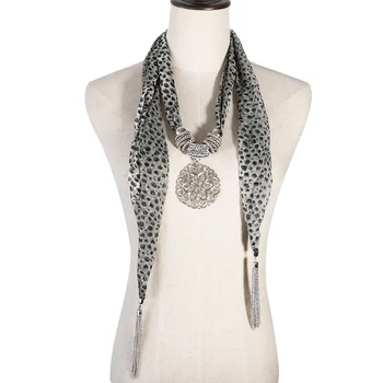 

Women's Leopard Patern Scarf Jewelry Scarf Necklace Tassel Pendant