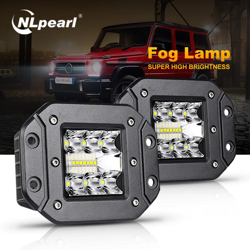 

Nlpearl 5" 39W Spot/flood White LED Fog Lights for 4X4 Waterproof Flush Mount LED Work Light Bar for Offroad SUV Trucks Jeep ATV