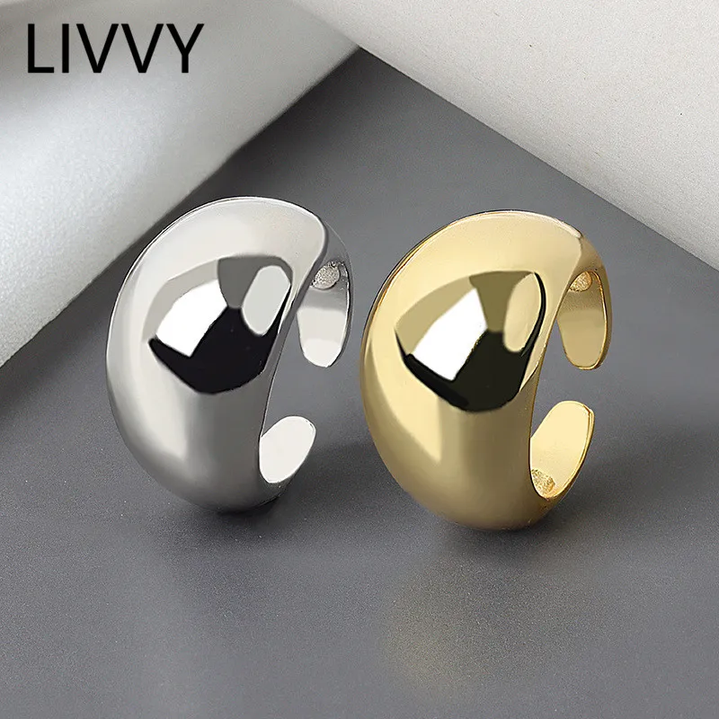 LIVVY Korean Simple Silver Color Handmade Rings For Women Wedding Couple Creative Geometric Engagement Jewelry Gifts
