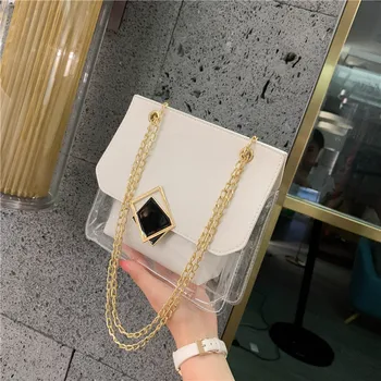 

2020 new summer candy color transparent chain female bag ins Korean version PVC jelly small bag crossbody bag