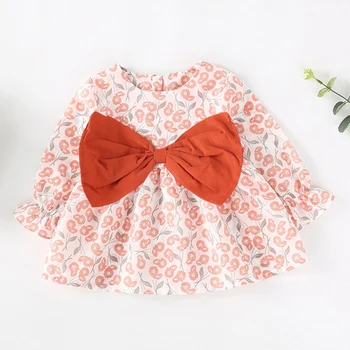

Baby Dress New Fashion Summer Baby Clothes Big Bow Fruit Printed Princess Dress Long Sleeve Girls Clothes