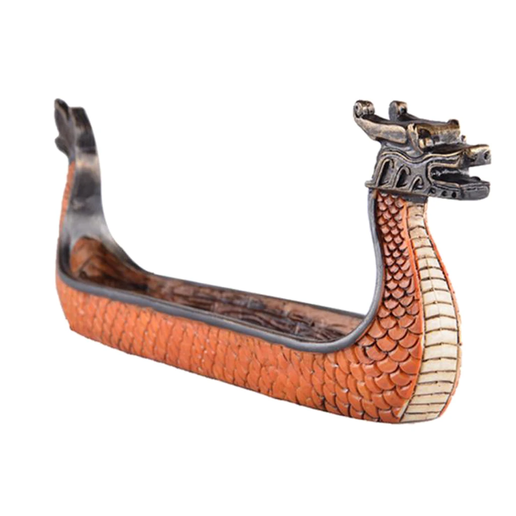 Resin Dragon On Viking Boat Ornament  Festival Incense Holder Chinese Traditional Style Incense Holder Housewarming Gifts