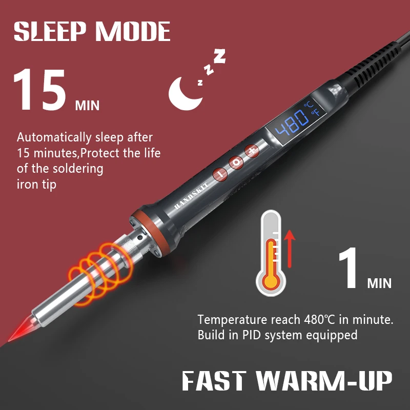 200W Electric Soldering Iron Digital Display Adjustable Temp Auto Sleep Solder Iron Protable Home Tin Repair Welding Tools 3