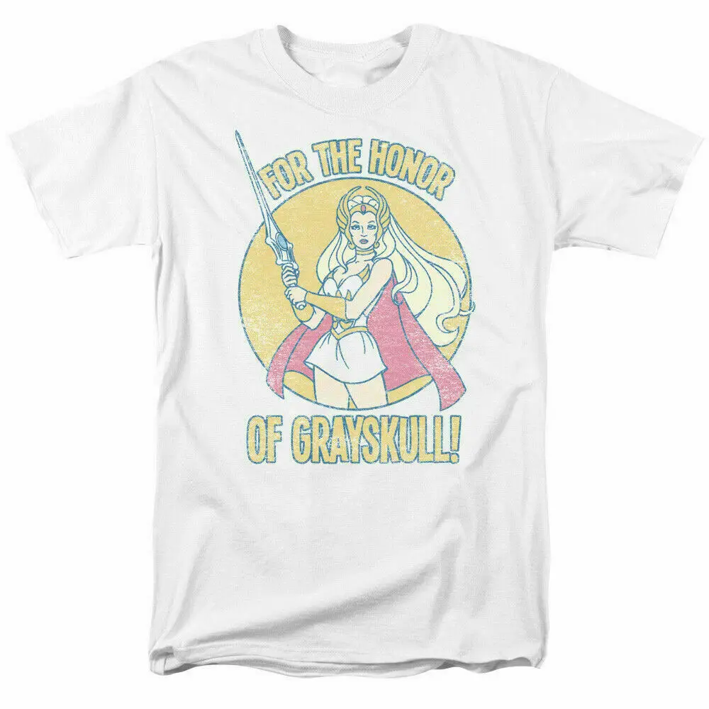 She Ra Honor Of Grayskull T Shirt Mens Con Licenza Cartoon Merchandise White
