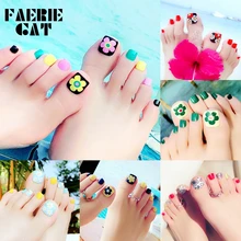 24 pçs pro acrílico artificial toe unhas falsas dicas multi-cor pé unhas falsas para ferramentas de manicure arte do prego decoração falso ongles