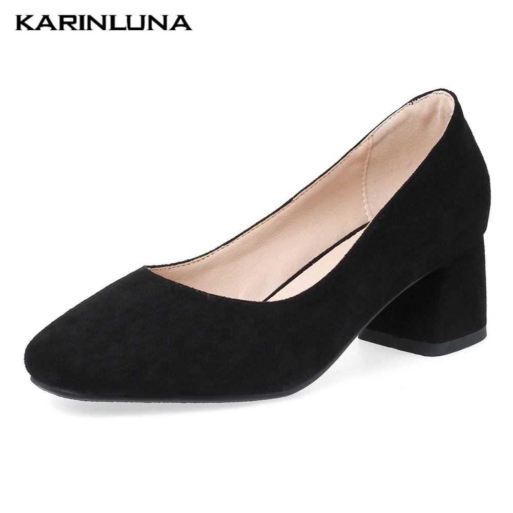 

Karinluna hot sale big size 31-43 square toe chunky heels elegant pumps women shoes slip on casual shoes woman heeled