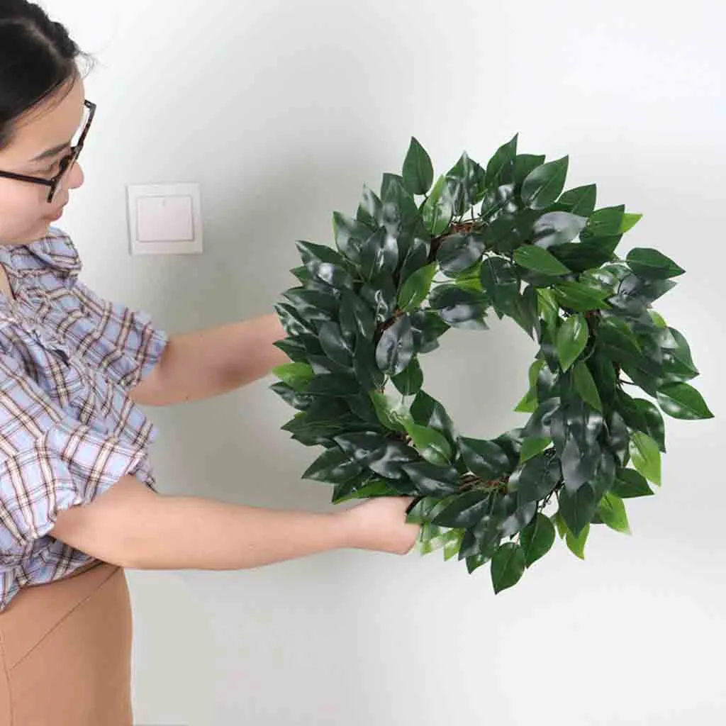 

Artificial Green Plant Christmas Wreath Modern Design Wreath Simulation Green Plant Garland Home Office Decor Guirnalda Navidad