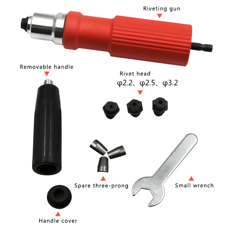 Electric Rivet Nut Gun Riveting Tool Cordless Riveting Drill Adaptor Insert Nut Tool Drill Adapter 2.4mm-4.8mm