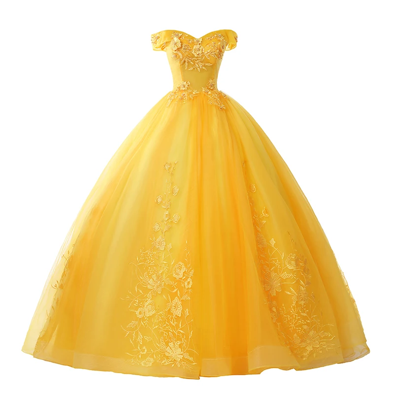 

Gold Quinceanera Dresses Party Prom Off The Shoulder Ball Gown Lace Embroidery Vintage Quinceanera Dress Plus Szie