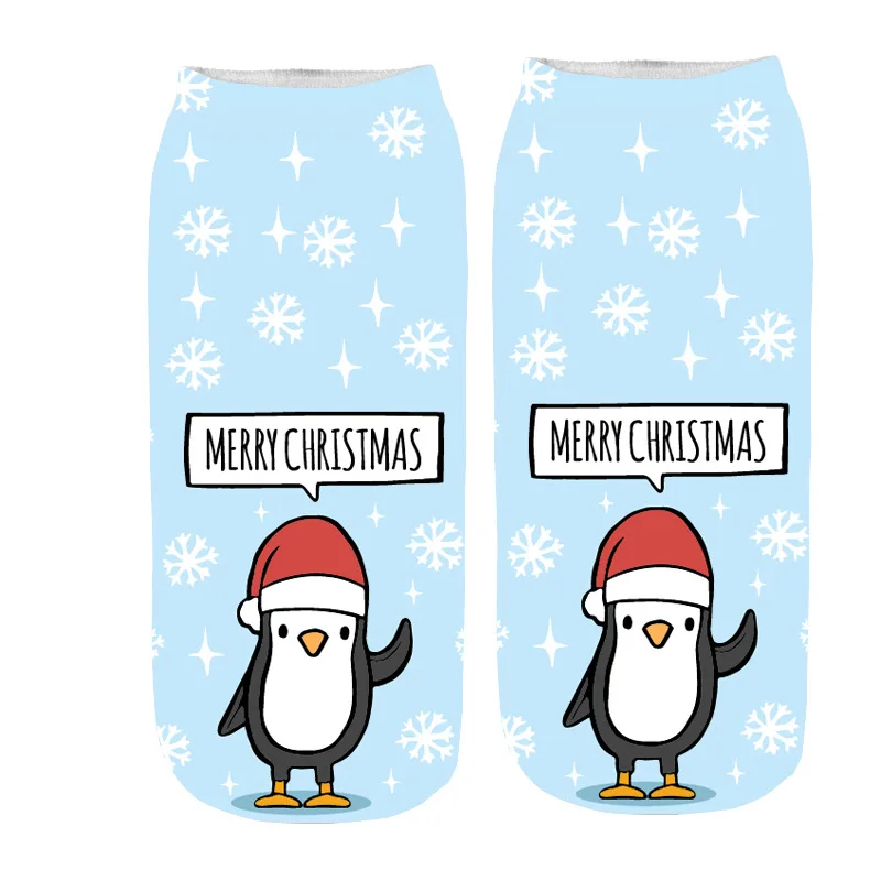 Рождественские носки с 3D-принтом для мужчин и женщин; короткие носки с Санта-Клаусом; Трикотажные изделия с рождественской елкой и снеговиком; 27 цветов - Цвет: 18