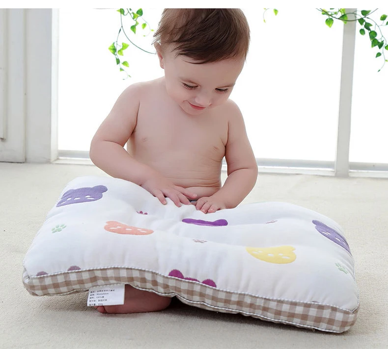 От 0 до 6 лет, удобная детская подушка с мультяшным принтом против скатывания, подушка с плоской головкой, хлопковая подушка для младенцев, детские подушки 26*46 см
