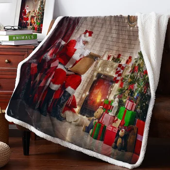 

Christmas Tree Santa Claus Wall Throw Blanket Bedspread Warm Fleece Blankets And Throws Christmas Gift Blankets For Beds