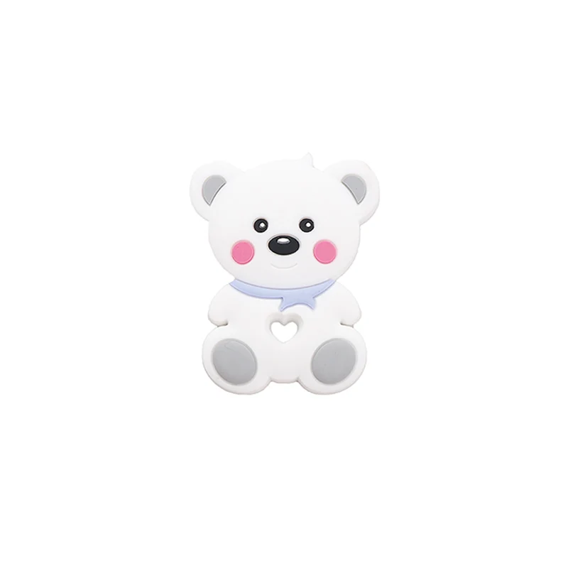 White Chenkai 10 шт. силиконовый Teddy Teether детский мультяшный медведь Прорезыватель для зубов пищевой сорт для DIY жевания кормящих сосок цепи аксессуары - Цвет: White