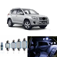 10 шт. автомобильные Внутренние огни авто светодиодный набор ламп для Toyota RAV4 2006-2012 Карта Купол Лицензия Пластина свет 12 В светодиодный Белый ледяной, синий, розовый