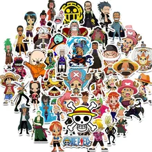 

50Pcs One Piece Japanese Anime Stickers for Computer Refrigerator Skateboard Luggage Notebook Waterproof Repeatable Paste Toy