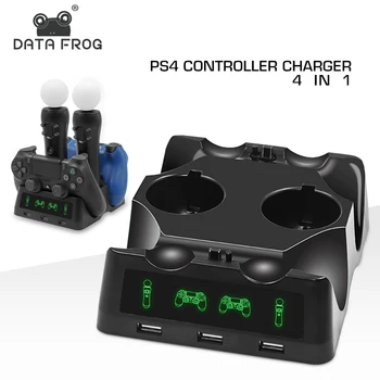 

Data Frog 4 in 1 Controller Charging Docking Station Stand for PS4 PS VR MOVE Quad Gamepads Charger Stand for PS4 Accessories