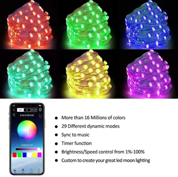 

New Holidays USB bluetooth light string mobile phone APP copper wire light string Christmas decoration light string
