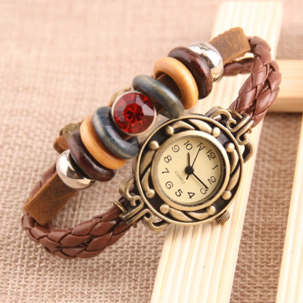 

Hot Sales New Style Genuine Leather Bracelet Watch Circle Diamond Set Ladies' Watch Casual Men And Women Students Watch