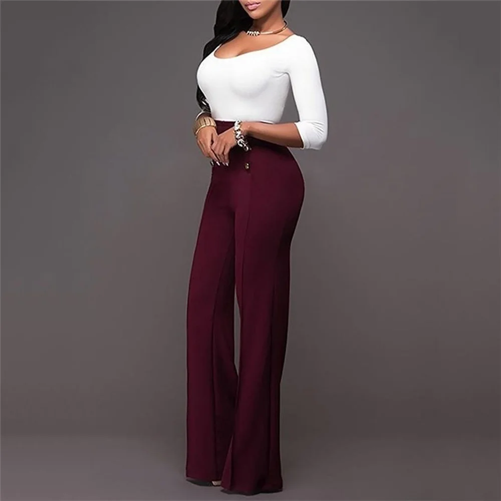 ZOGAA Slim Women's Solid Pant High Waist Wide Leg Pants Office Lady Business Loose Pants Straight Trousers Formal Trousers Lady