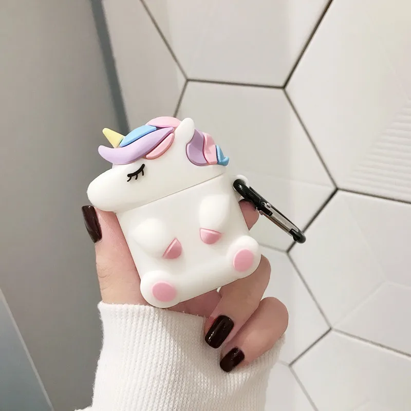 3D чехол для наушников для Airpods, чехол, силиконовый чехол с милым медведем для Apple Air pods 2, чехол для Earpods, чехол, ремешок для наушников - Цвет: 3