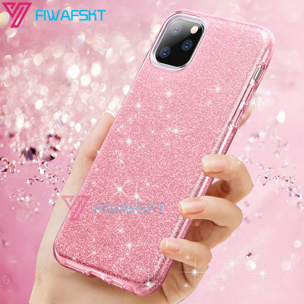 3 слоя чехол с блестками для iPhone 11 Pro Max X XS XR 6 6s Plus 5 5S SE 7 8 s шикарный модный из