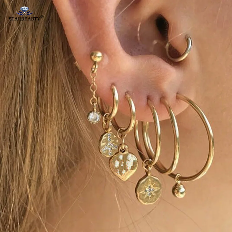 Серьги-кольца Starbeauty 7 шт./лот в комплекте серьги-подвески для пирсинга завитка