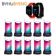 BYHUBYENG inalámbrico llamando cliente busca 2Pcs reloj receptor 10Pcs menú para sistema de pago para restaurante Bar KTV