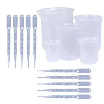 

5 Sizes Plastic Beakers Measuring Cups Set Graduated Transfer Pipettes Q6PA