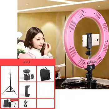 

Photo Studio 16\" 600pcs LED 3Color3200K-5600K Dimmable Photography Phone Video LED Ring Light Lamp With Tripod Stand For Camera
