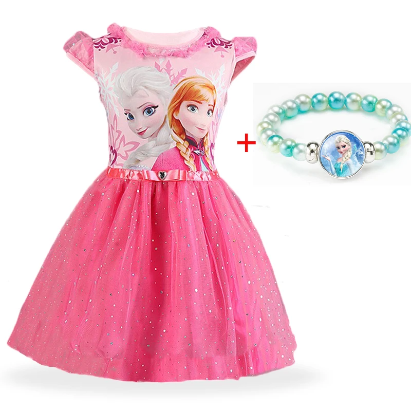 dress set A Летнее платье для маленьких девочек от 3 до 8 лет vestidos/платье принцессы Анны и Эльзы одежда для детей, праздничный костюм на день рождения - Цвет: dress set A