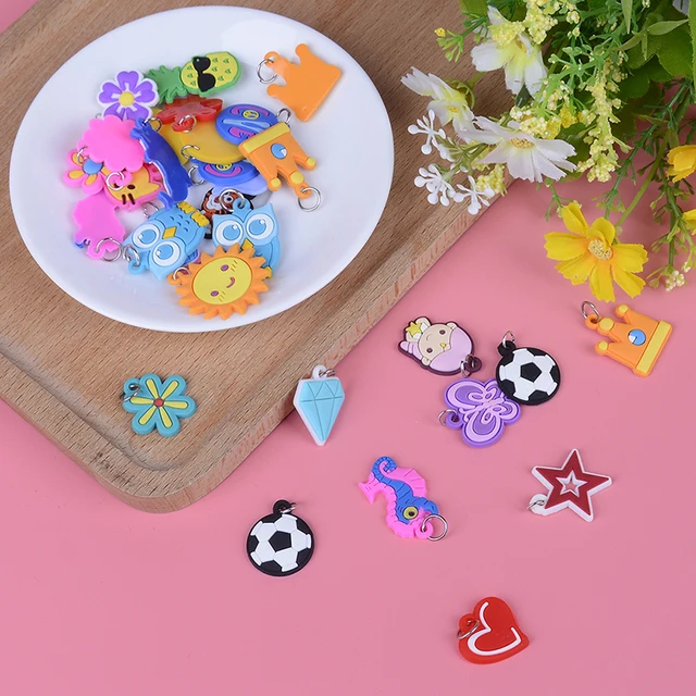30Pcs Soft glue DIY Cartoon Colorful Animal Flower Beads Pendants Colorful Loom Rubber Band Bracelet Jewelry Making Beads Toy 5