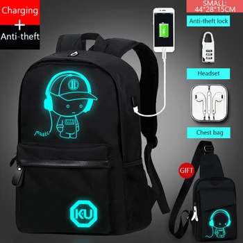 

Luminous Fashion Backpacks Student Animation School Bags For Boy Girl Teenager USB Charge Computer Anti-theft Laptop Back Pack
