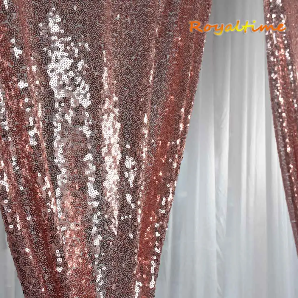 Rose Gold Royaltime Sequin Backdrop Curtain Panel 2x8FT-Royal Blue,Sequin Photography Backdrop Curtain for Wedding Party Curtain Decor - Цвет: Rose Gold