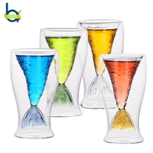 OBR креативные стеклянные чашки с двойными стенками в форме русалки, пивные бокалы, бокалы для вина, бокалы для виски, бокалы для напитков, бокалы для фруктового сока