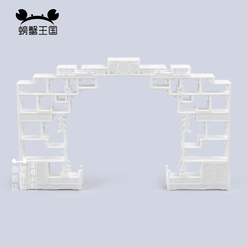 5 шт. 1:25 китайский стиль пластиковые древние круглые двери полка кукольный домик миниатюрная кукла белые аксессуары для мебели